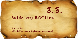 Balázsy Bálint névjegykártya